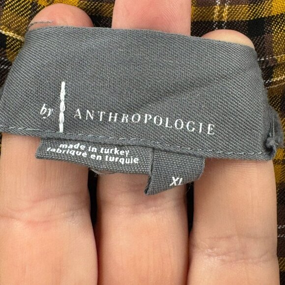 Anthropologie Dalton Wrap Dress Mustard Yellow Plaid Long Sleeve XL Womens Boho - Picture 11 of 15